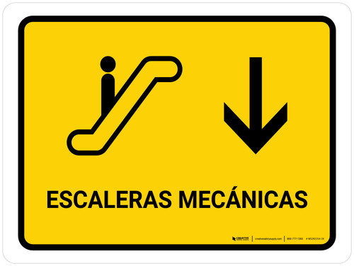 Escalators With Down Arrow Yellow Spanish Landscape - Wall Sign