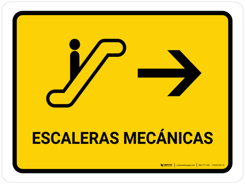 Escalators With Right Arrow Yellow Spanish Landscape - Wall Sign
