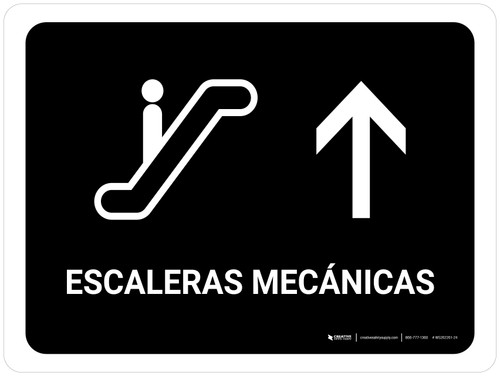 Escalators With Up Arrow Black Spanish Landscape - Wall Sign
