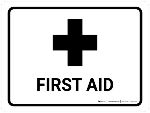 First Aid White Landscape - Wall Sign