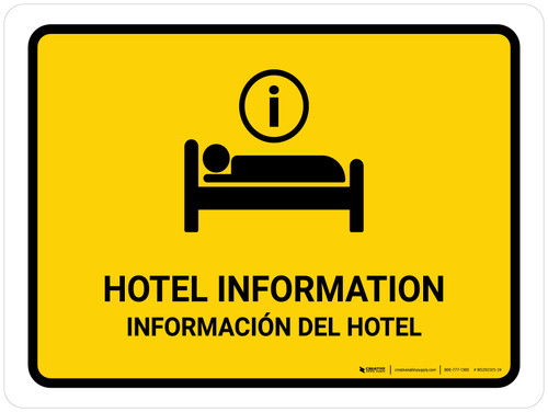 Hotel Information Yellow Bilingual Spanish Landscape - Wall Sign
