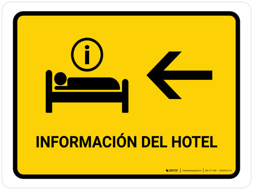 Hotel Information With Left Arrow Yellow Spanish Landscape - Wall Sign