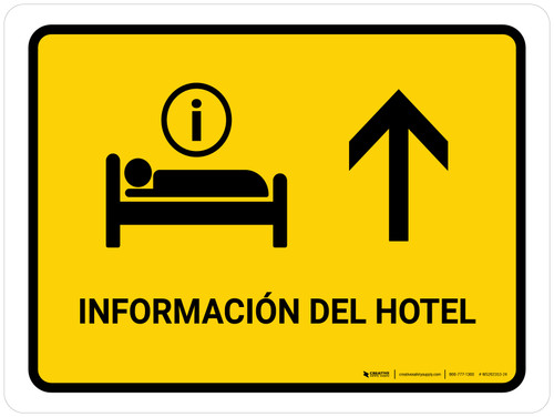 Hotel Information With Up Arrow Yellow Spanish Landscape - Wall Sign