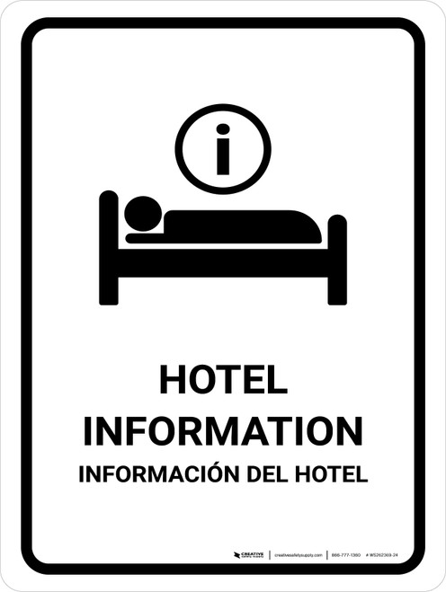 Hotel Information White Bilingual Spanish Portrait - Wall Sign