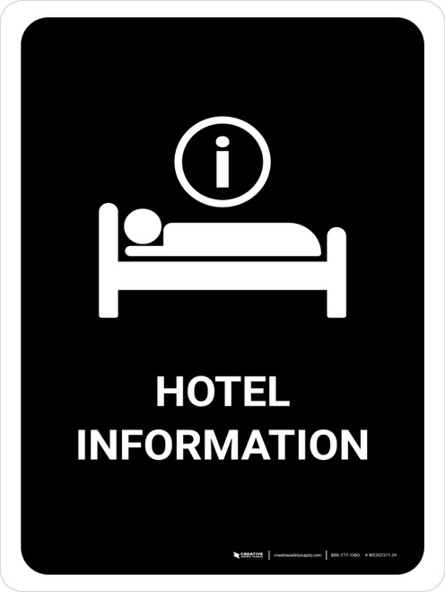 Hotel Information Black Portrait - Wall Sign