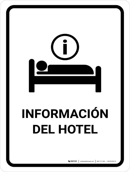 Hotel Information White Spanish Portrait - Wall Sign