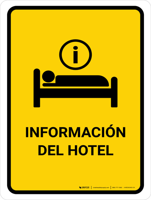 Hotel Information Yellow Spanish Portrait - Wall Sign