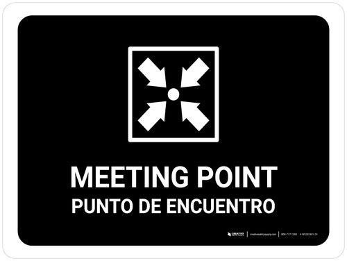 Meeting Point Black Bilingual Spanish Landscape - Wall Sign