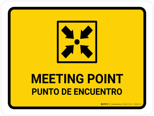 Meeting Point Yellow Bilingual Spanish Landscape - Wall Sign