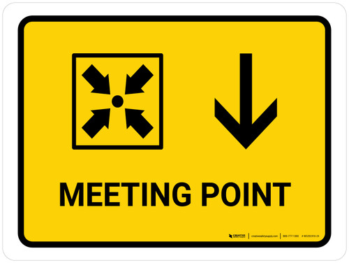 Meeting Point With Down Arrow Yellow Landscape - Wall Sign