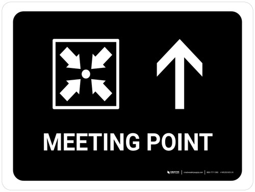 Meeting Point With Up Arrow Black Landscape - Wall Sign