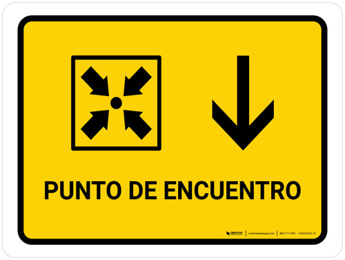 Meeting Point With Down Arrow Yellow Spanish Landscape - Wall Sign