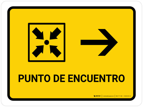 Meeting Point With Right Arrow Yellow Spanish Landscape - Wall Sign