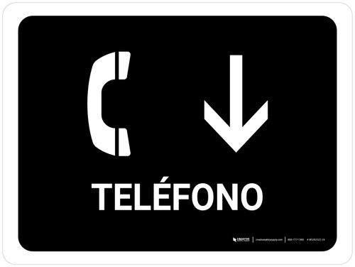 Telephone With Down Arrow Black Spanish Landscape - Wall Sign