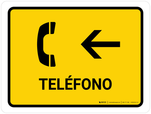 Telephone With Left Arrow Yellow Spanish Landscape - Wall Sign
