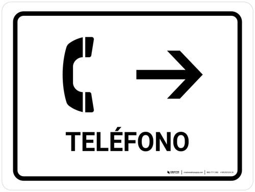 Telephone With Right Arrow White Spanish Landscape - Wall Sign