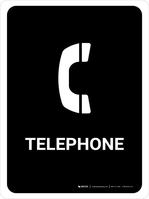 Telephone Black Portrait - Wall Sign