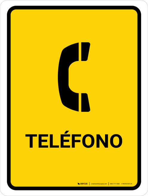 Telephone Yellow Spanish Portrait - Wall Sign