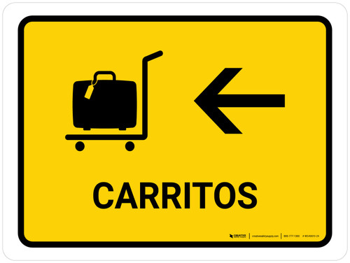Trolleys With Left Arrow Yellow Spanish Landscape - Wall Sign
