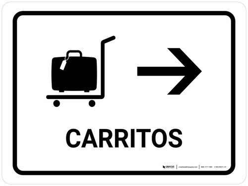 Trolleys With Right Arrow White Spanish Landscape - Wall Sign