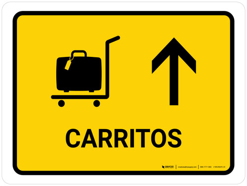 Trolleys With Up Arrow Yellow Spanish Landscape - Wall Sign