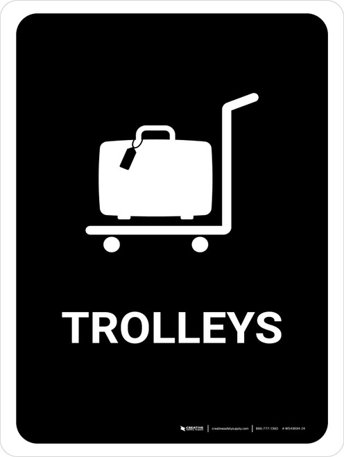 Trolleys Black Portrait - Wall Sign