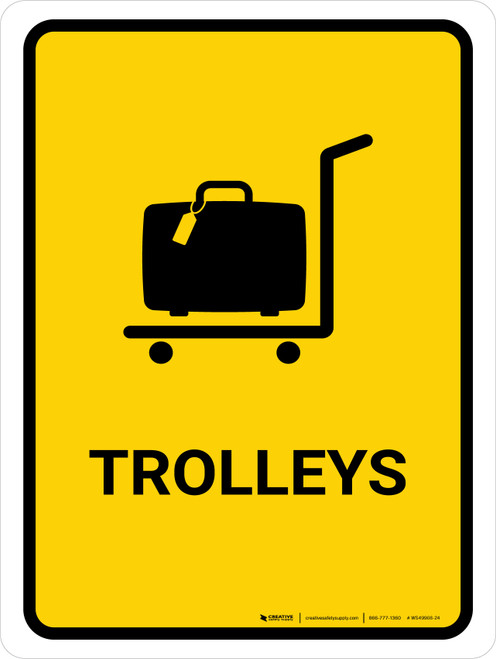 Trolleys Yellow Portrait - Wall Sign