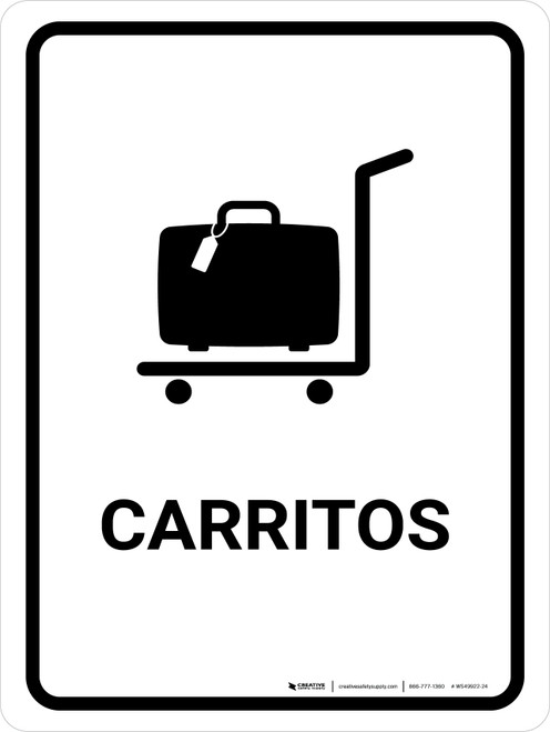 Trolleys White Spanish Portrait - Wall Sign