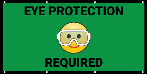 Eye Protection Required Green with Emojis - Banner