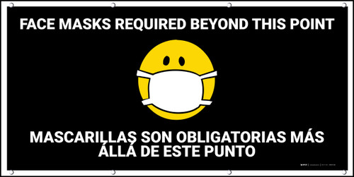 Face Masks Required Beyond This Point Black with Emojis - Banner