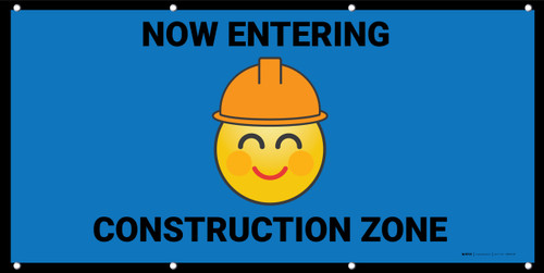 Now Entering Construction Zone Blue with Emojis - Banner