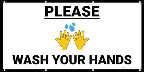 Please Wash Your Hands with Hand Emoji - Banner