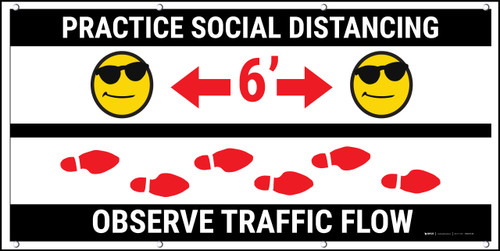 Practice Distancing Observe Flow with Sunglasses Emoji Black - Banner