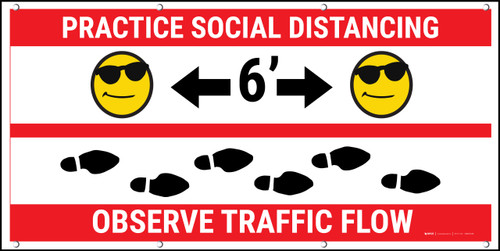 Practice Distancing Observe Flow with Sunglasses Emoji Red - Banner