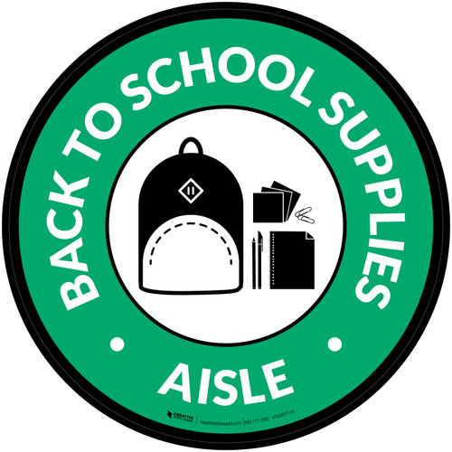 Back to School Supplies Aisle with Icon Circle - Floor Sign