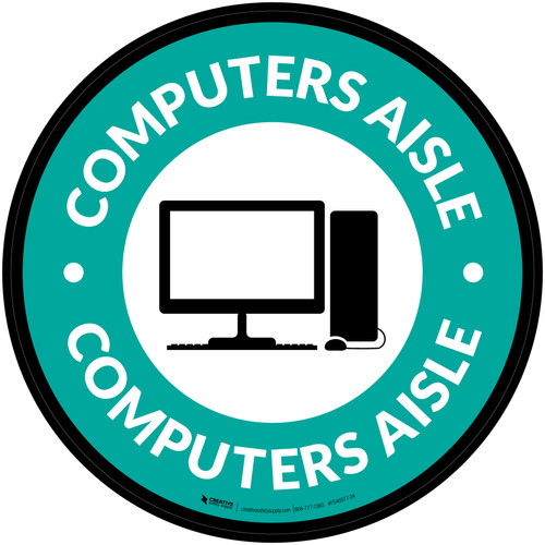 Computers Aisle with Icon Circle - Floor Sign
