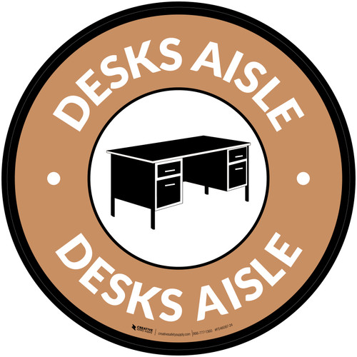 Desks Aisle with Icon Circle - Floor Sign