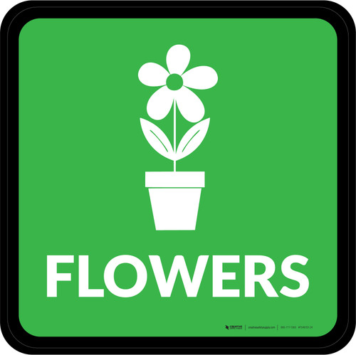 Flowers with Icon Square - Floor Sign