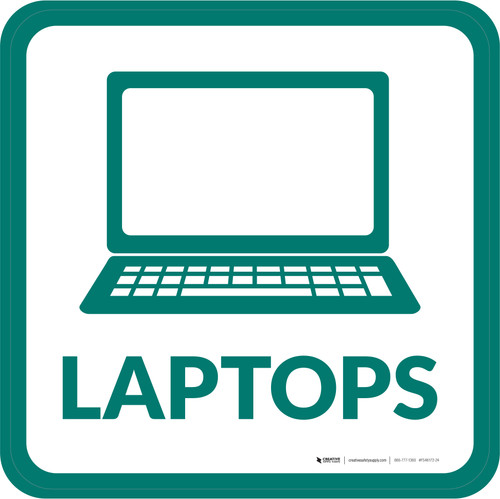 Laptops with Icon Square - Floor Sign