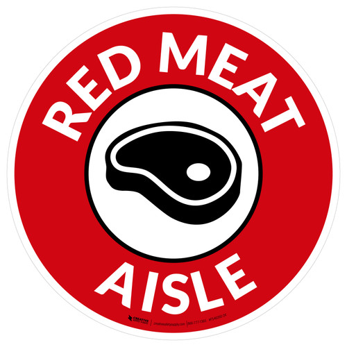 Red Meat Aisle with Icon Circle - Floor Sign