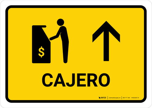 ATM With Up Arrow Yellow Spanish Landscape - Wall Sign