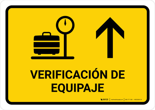 Baggage Check With Up Arrow Yellow Spanish Landscape - Wall Sign