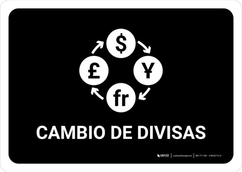 Currency Exchange Black Spanish Landscape - Wall Sign