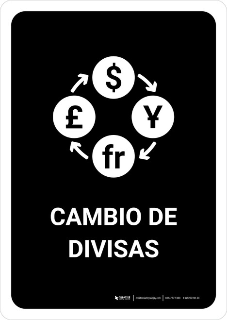 Currency Exchange Black Spanish Portrait - Wall Sign