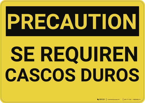 Caution: Hard Hats Required Spanish - Wall Sign