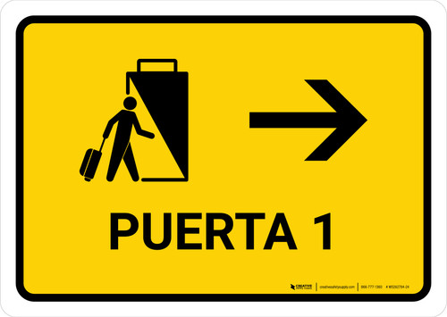 Gate 1 With Right Arrow Yellow Spanish Landscape - Wall Sign