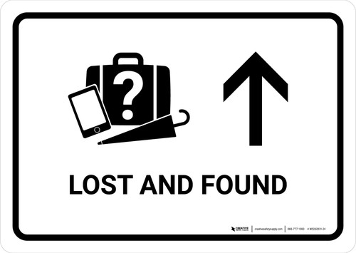 Lost And Found With Up Arrow White Landscape - Wall Sign