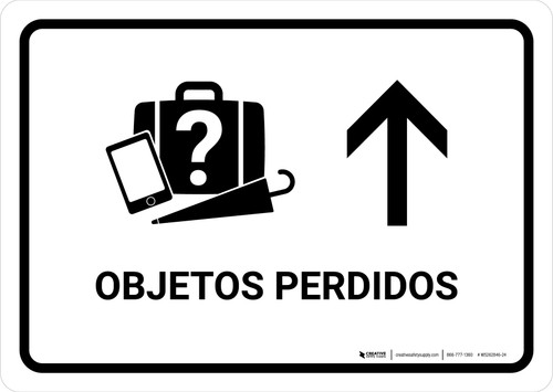 Lost And Found With Up Arrow White Spanish Landscape - Wall Sign