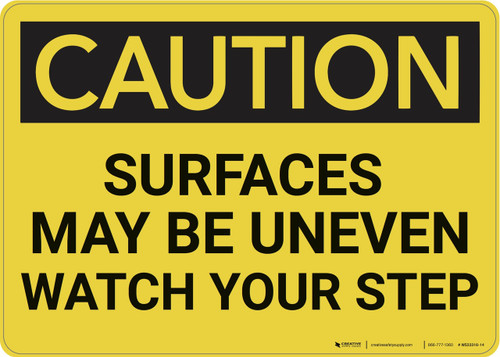 Caution: Surfaces May Be Uneven - Wall Sign