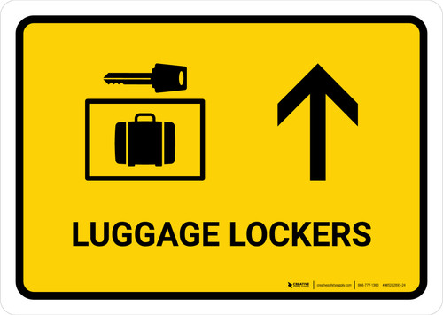 Luggage Lockers With Up Arrow Yellow Landscape - Wall Sign